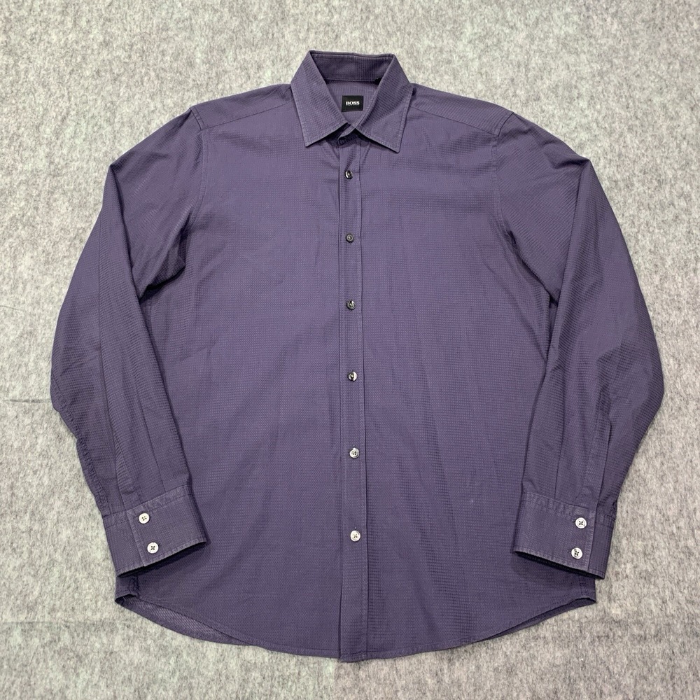 Hugo Boss Men's Purple Long Sleeve Button Up Dress Shirt - Size M